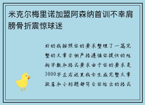 米克尔梅里诺加盟阿森纳首训不幸肩膀骨折震惊球迷